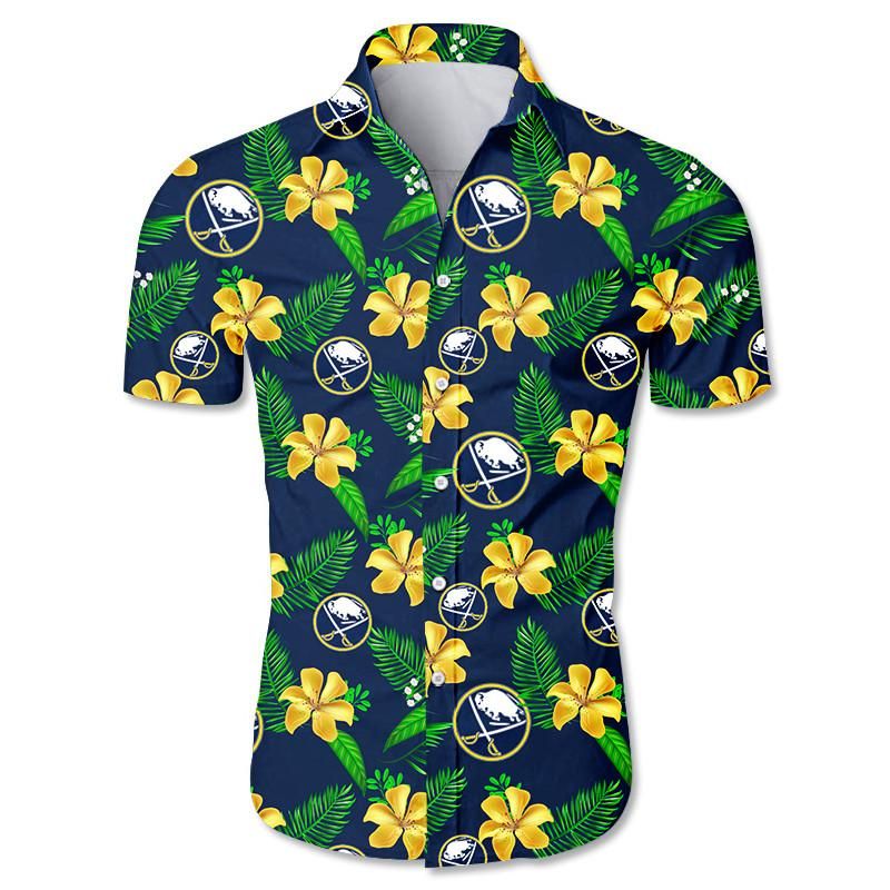 Buffalo Sabres Hawaiian Aloha Shirts Floral Button Up Slim Fit Body