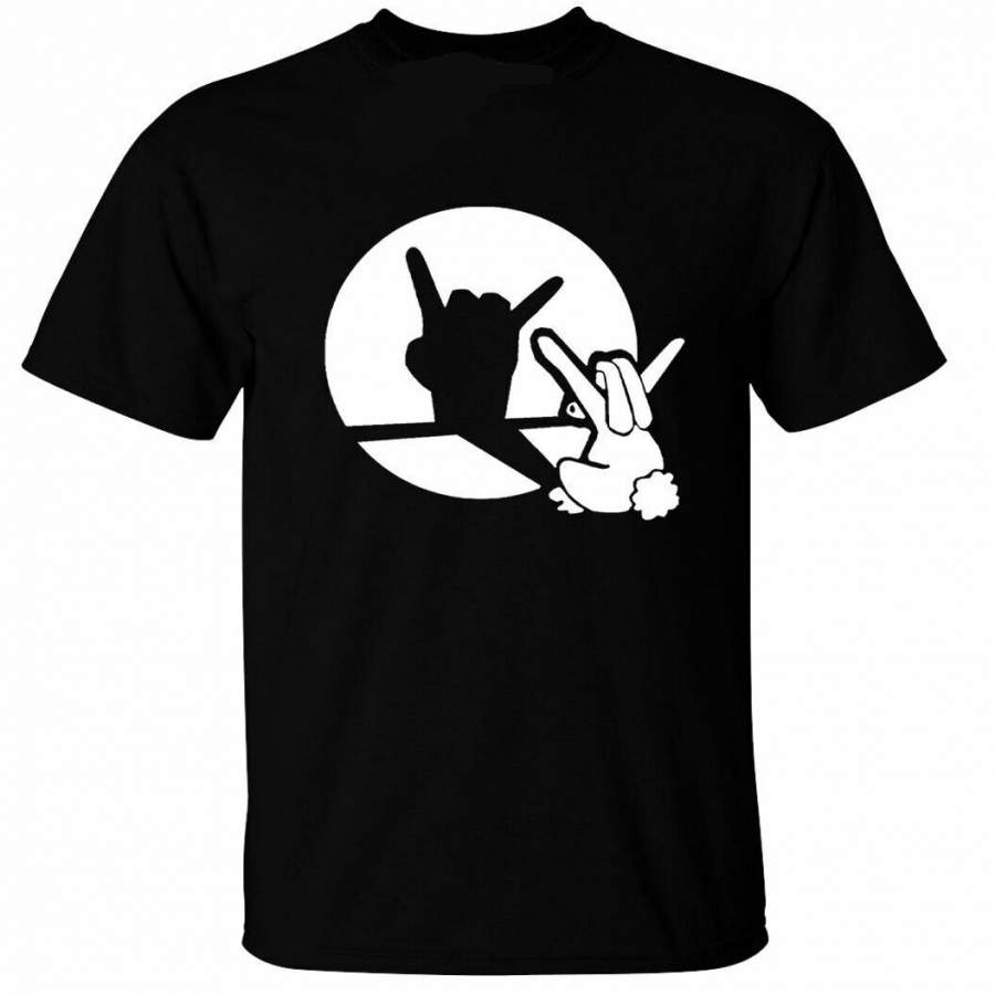 Rock Shadow Puppet T-Shirt Mens Funny Metal Bunny Rocker