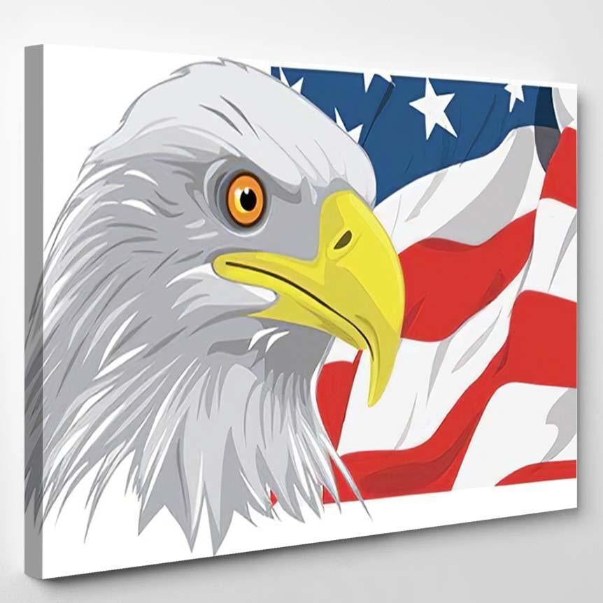 American Bald Eagle Illustration Vector Against 1 – Eagle Animals Canvas Print