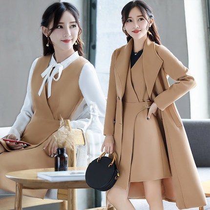 2019 spring and autumn new ladies fashion slim suit vest skirt two-piece alx