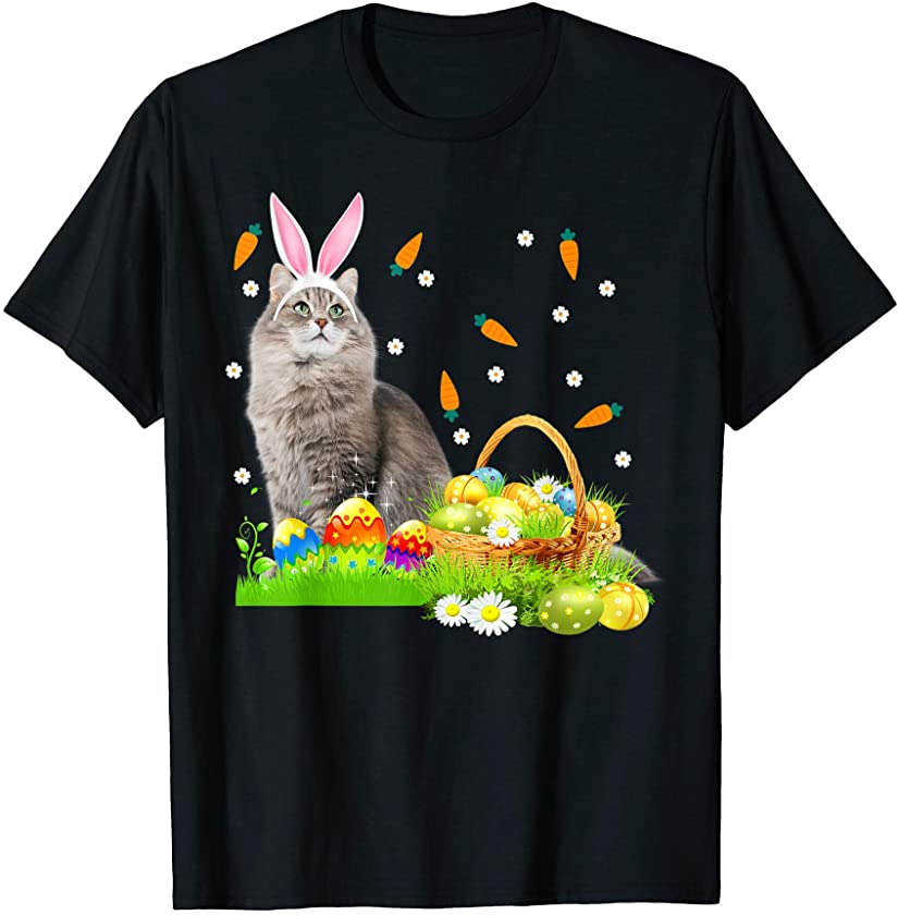 Cute Cat Easter Day Bunny Eggs Costume Gift Mens Womens Kids T-Shirt