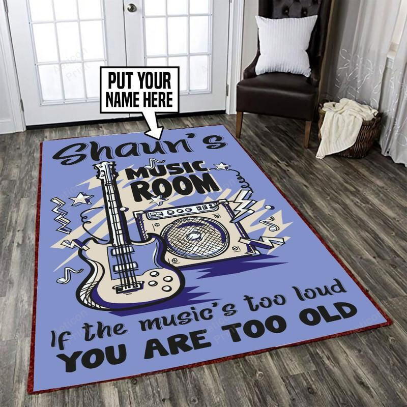 Personalized Music Room Area Rug Carpet Vintage Home Decor Gift Idea
