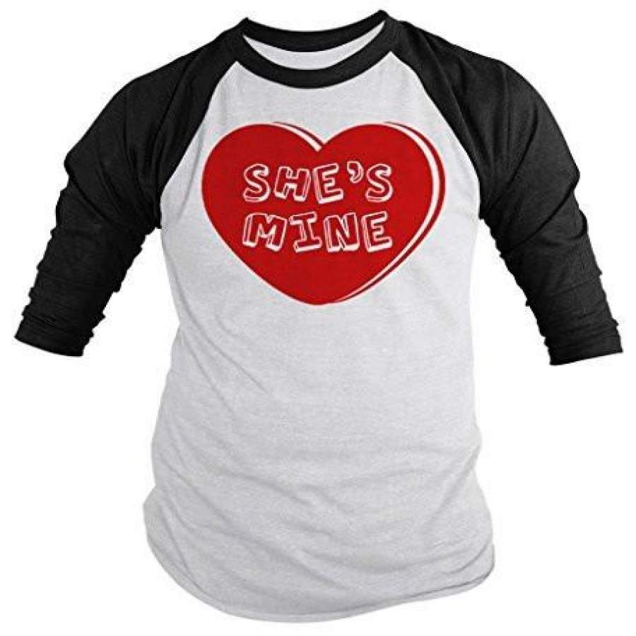 Shirts By Sarah Unisex Matching Valentine’s Day Couples 3/4 Sleeve She’s Mine Heart Shirts