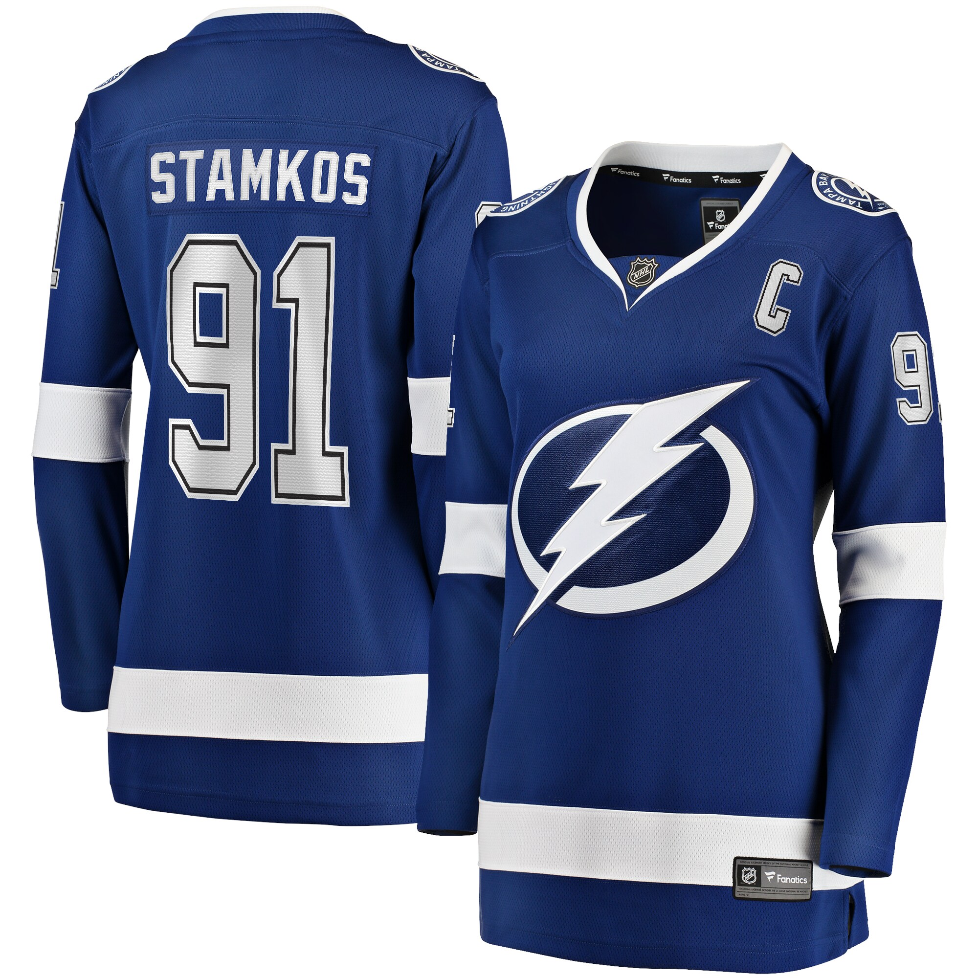 Steven Stamkos Tampa Bay Lightning Branded Women's Captain Patch Home Breakaway Player Jersey – Blue