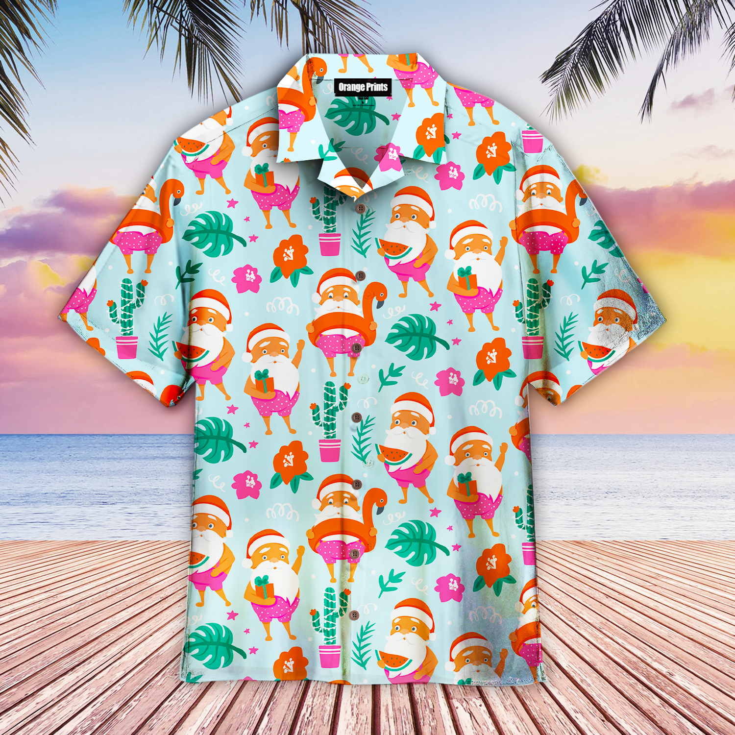 Tropical Santa Claus Merry Christmas Hawaii Shirt For Men And Women Ha44148