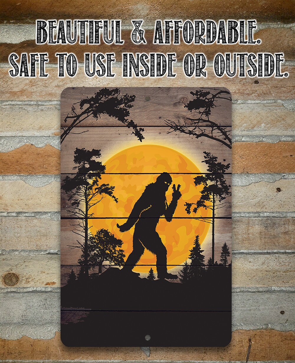 Big Foot in the Woods Peace Sign – 8″ x 12″ or 12″ x 18″ Aluminum Tin Awesome Metal Poster