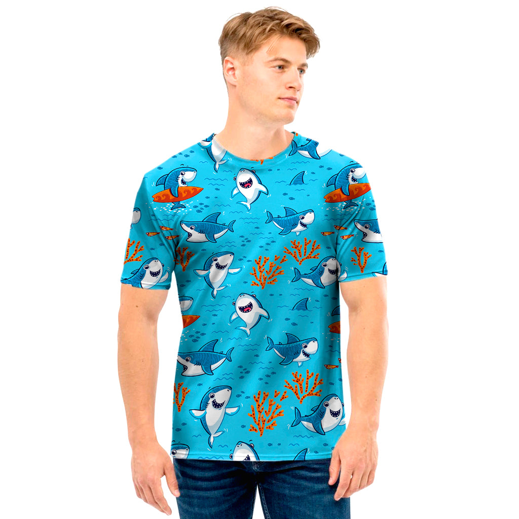 Cute Shark Pattern Print Men’S T-Shirt