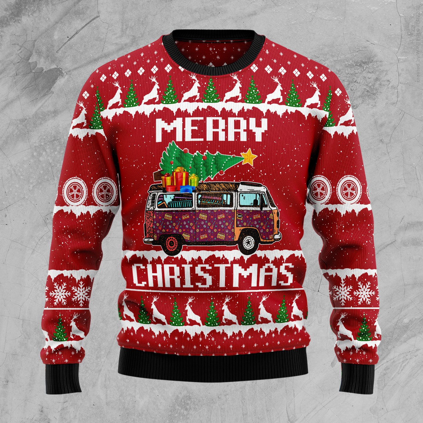 Hippie Car Merry Christmas Tg5112 Ugly Christmas Sweater