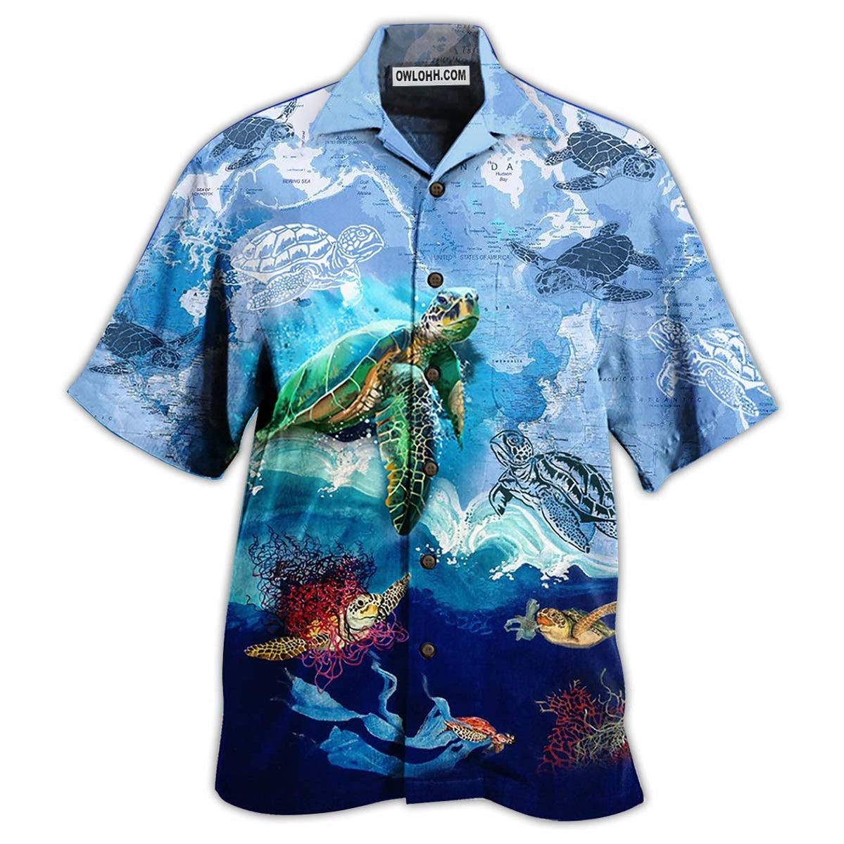 Turtle Go With The Flow – Hawaiian Shirt  – Owl Ohh