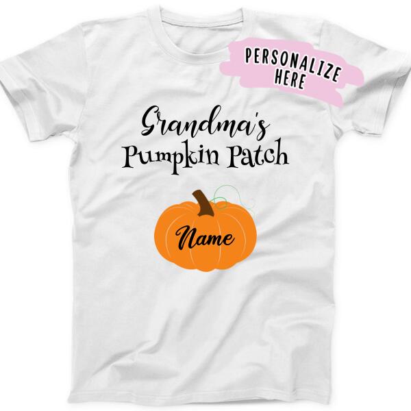 Personalized Name Grandma’S Pumpkin Patch Shirt, Gift For Mimi, Nana, Mother Halloween Gift Shirt