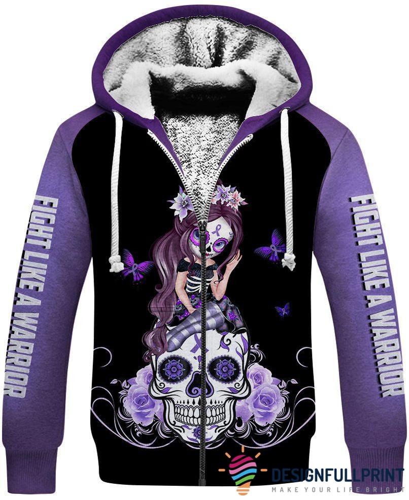 Skull Gift Purple Warrior Sugar Skull Girl Sherpa Us Unisex Size Hoodie