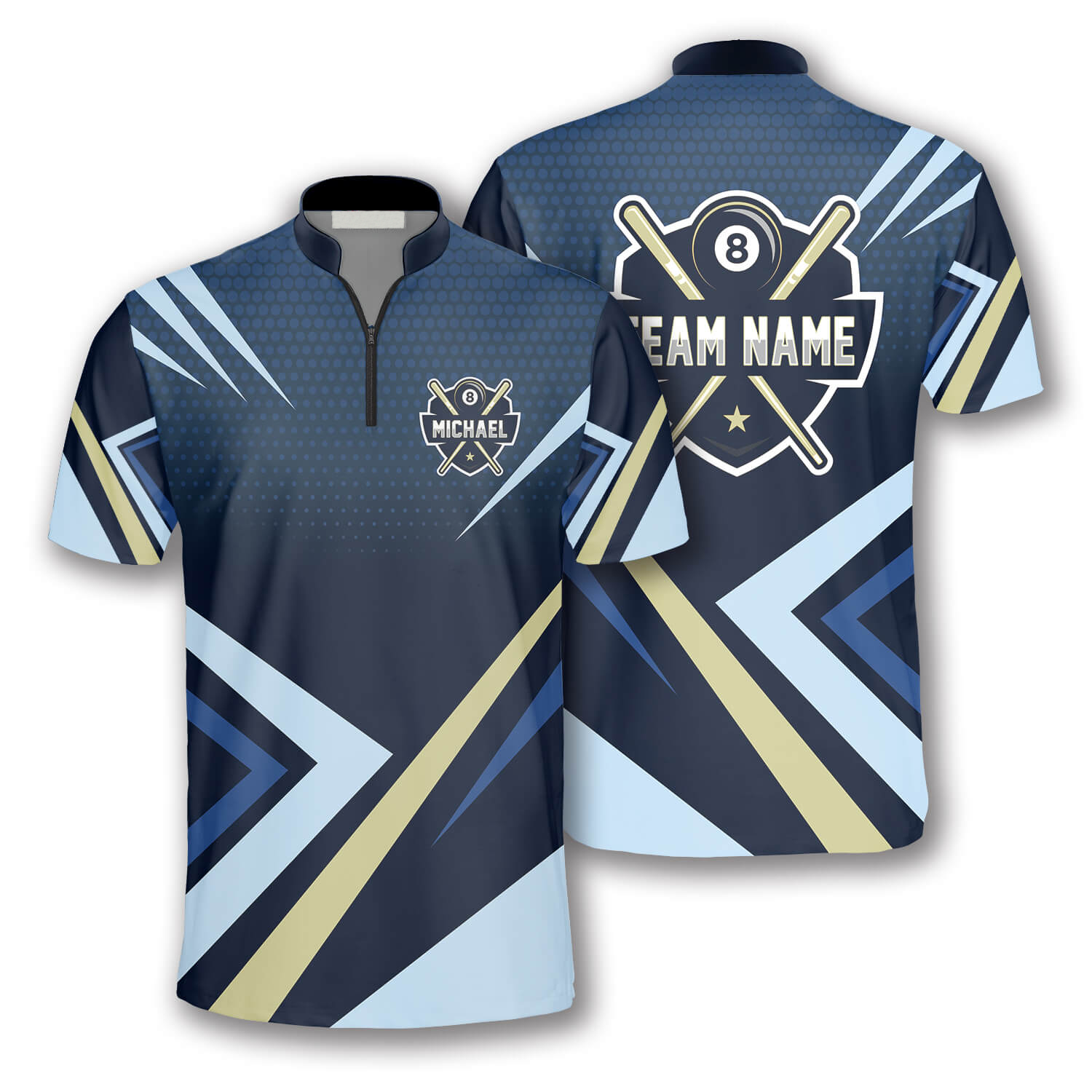 3D All Over Print Blue Sports Style Label Custom Billiard Jerseys For Men, Best Shirt For Billiard Player