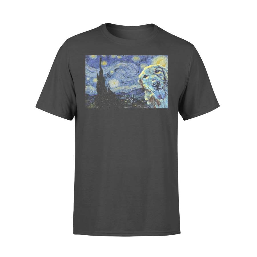 Golden Retriever Starry Night Art T-shirt