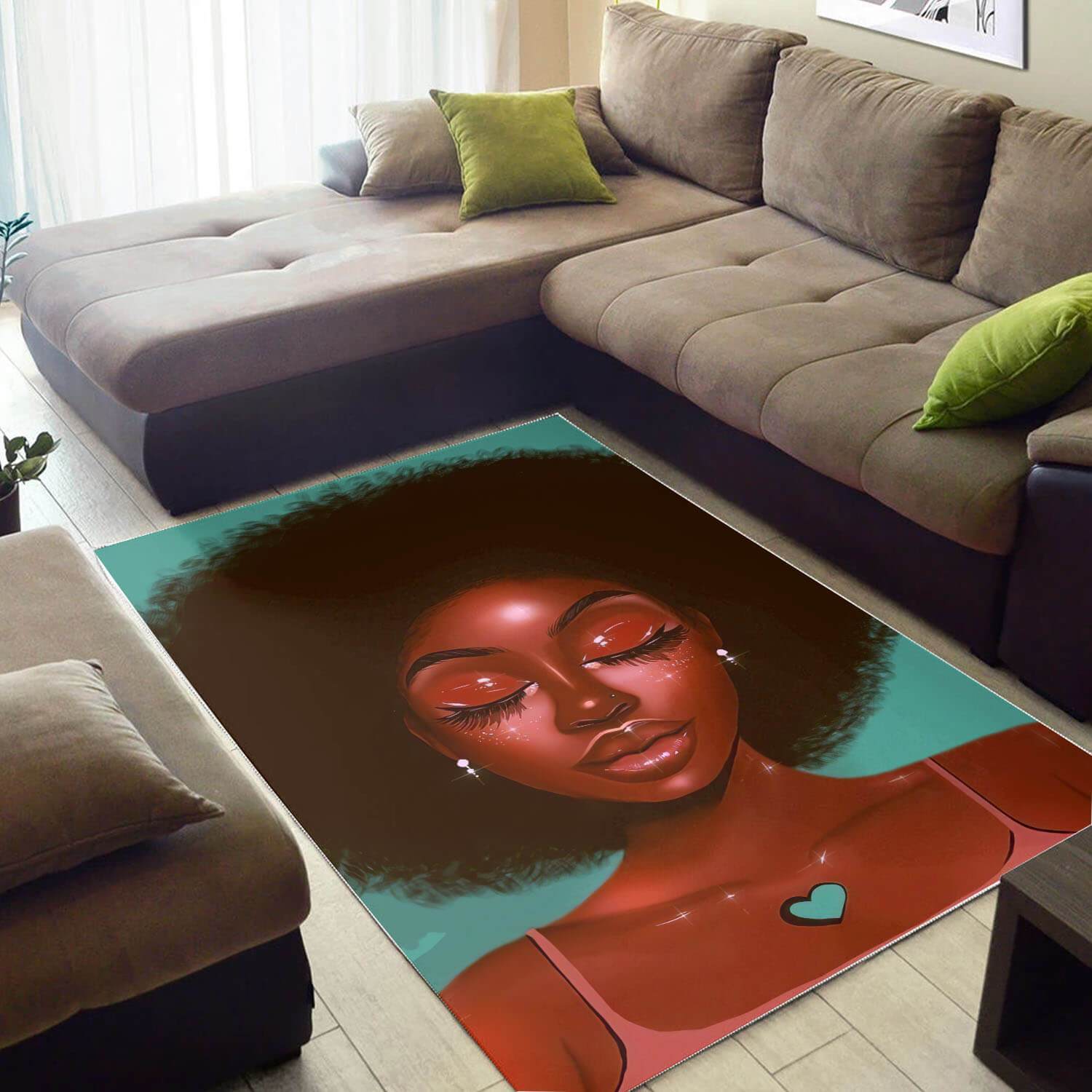 African American Area Rugs Beautiful Black Girl Afro African American Print Rug Afrocentric Room Decor BPS44487