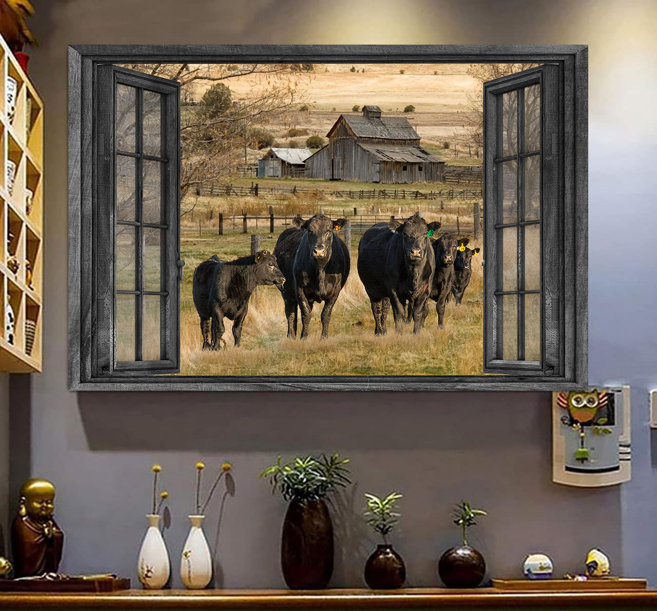 Angus 3D Wall Art Painting Art 3D Cattle Lover Home Decoration Gift Idea Gift Father Day