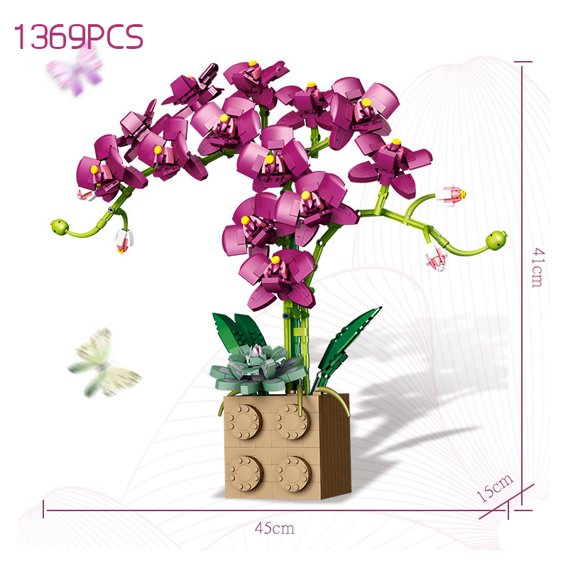 Moc Bouquet Orchid block flower Succulents Potted Building Blocks FIT for 10311 Romantic Kit Assembly Building Toy girl gift alx