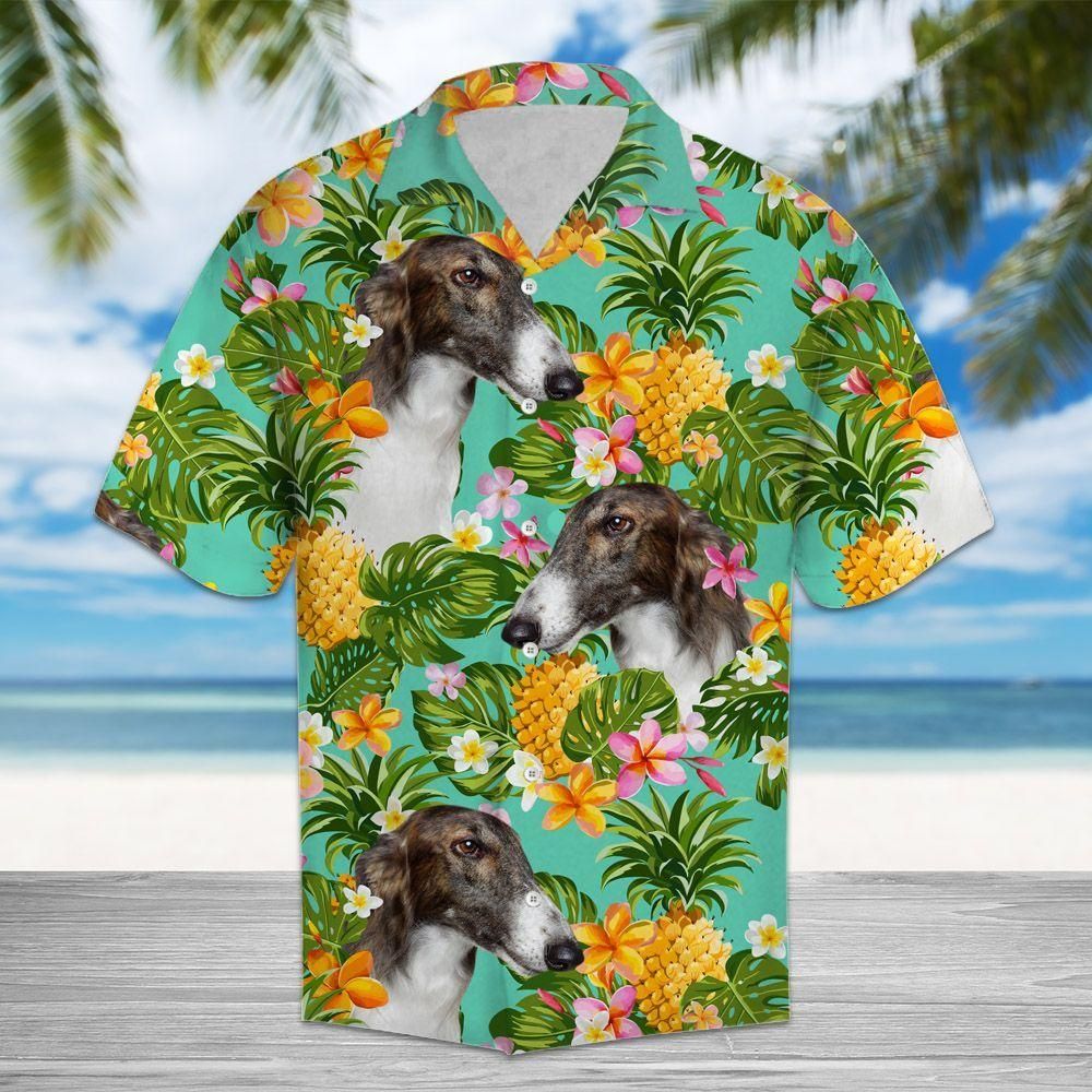 Tropical Pineapple Borzoi Aloha Hawaiian Shirt Colorful Short Sleeve Summer Beach Casual Shirt For Men And Women