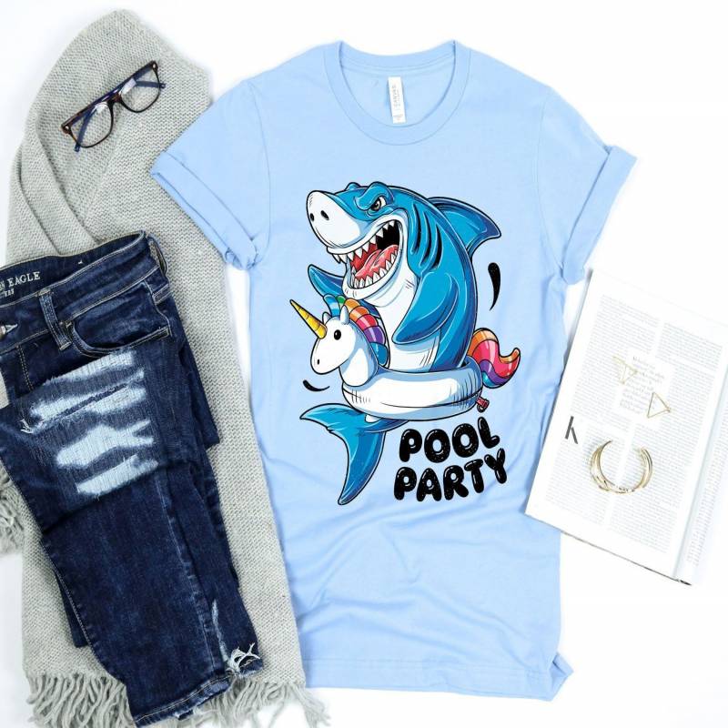 Crushtee Pool Party Unicorn Shirt Shark Shirt Shark Gifts Sharks Shark Tshirt Shark Lover Cute Shark Shirt Tank Top Hoodie Long Sleeve Hoodie