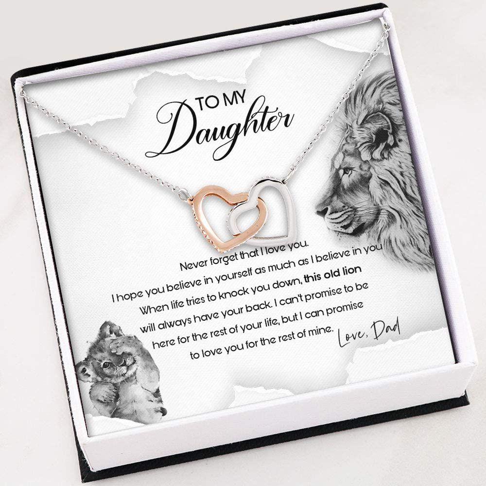 To My Daughter This Old Lion Will Always – Daughter Two Hearts Necklace 0921