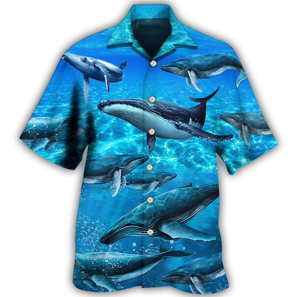 Whale Style In Blue Ocean – Hawaiian Shirt