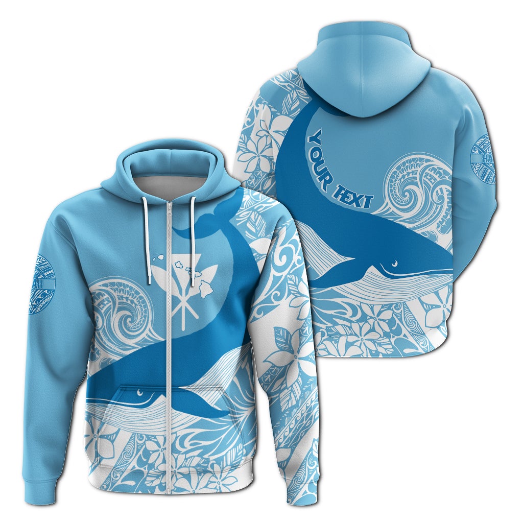 (Custom Personalized) Hawaii Koholä Humpback Whale Zip-Up Hoodie Cerulean Lt7