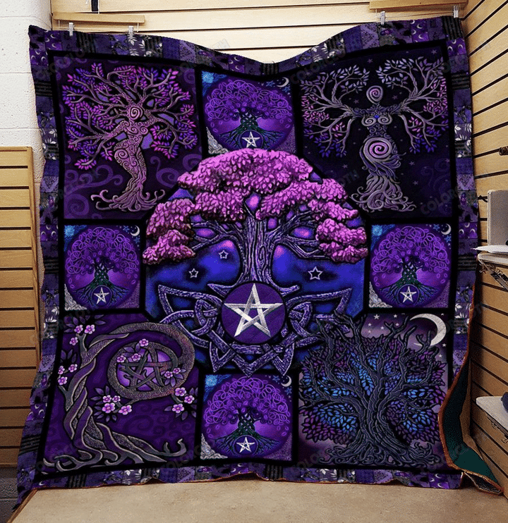 Tree Of Life Wicca Purple Blanket Gift For Magic Lover Birthday Gift Home Decor Bedding Couch Sofa Soft And Comfy Cozy