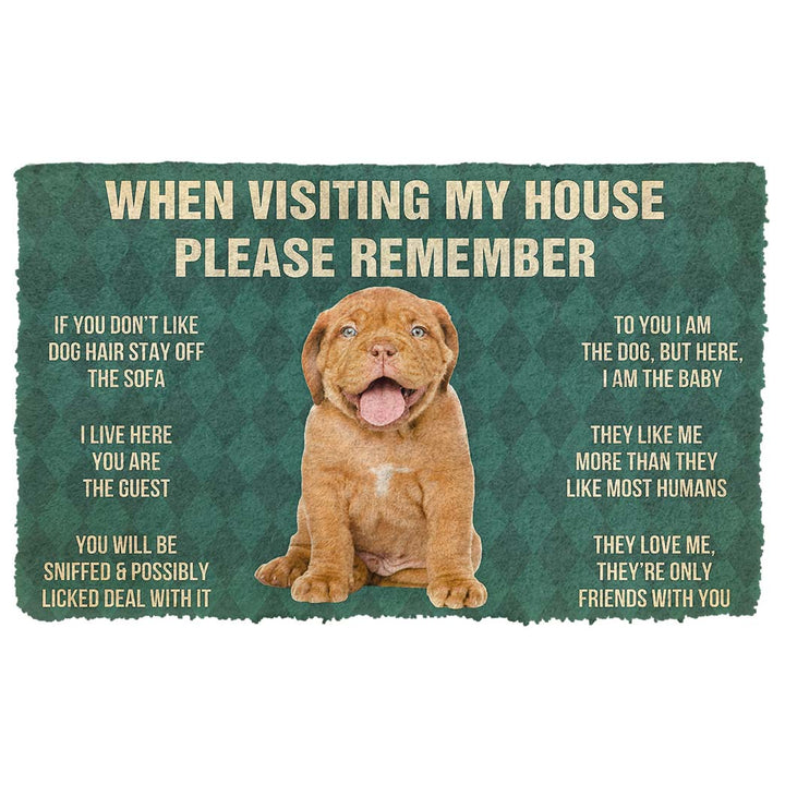 Waybackapparel Please Remember Dogue De Bordeaux Puppy Dogs House Rules Custom 3D Doormat