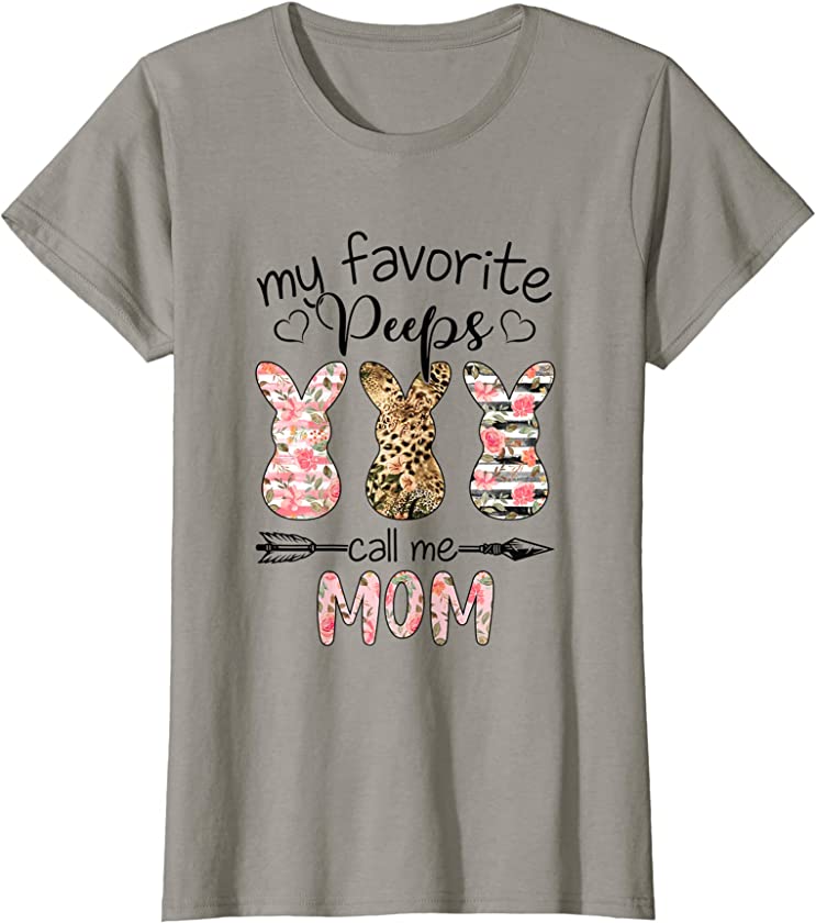 Womens My Favorite Peeps Call Me Mama Bunny Easter Leopard T-Shirt