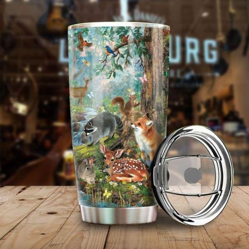 Animal Are Friends, Fox, Deer, Rabbit, Birds Forest Stainless Steel Tumbler 20Oz