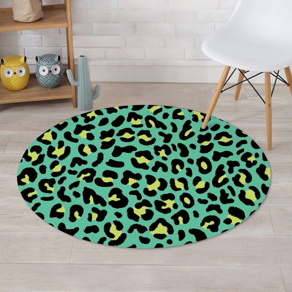 Green Leopard Round Rug