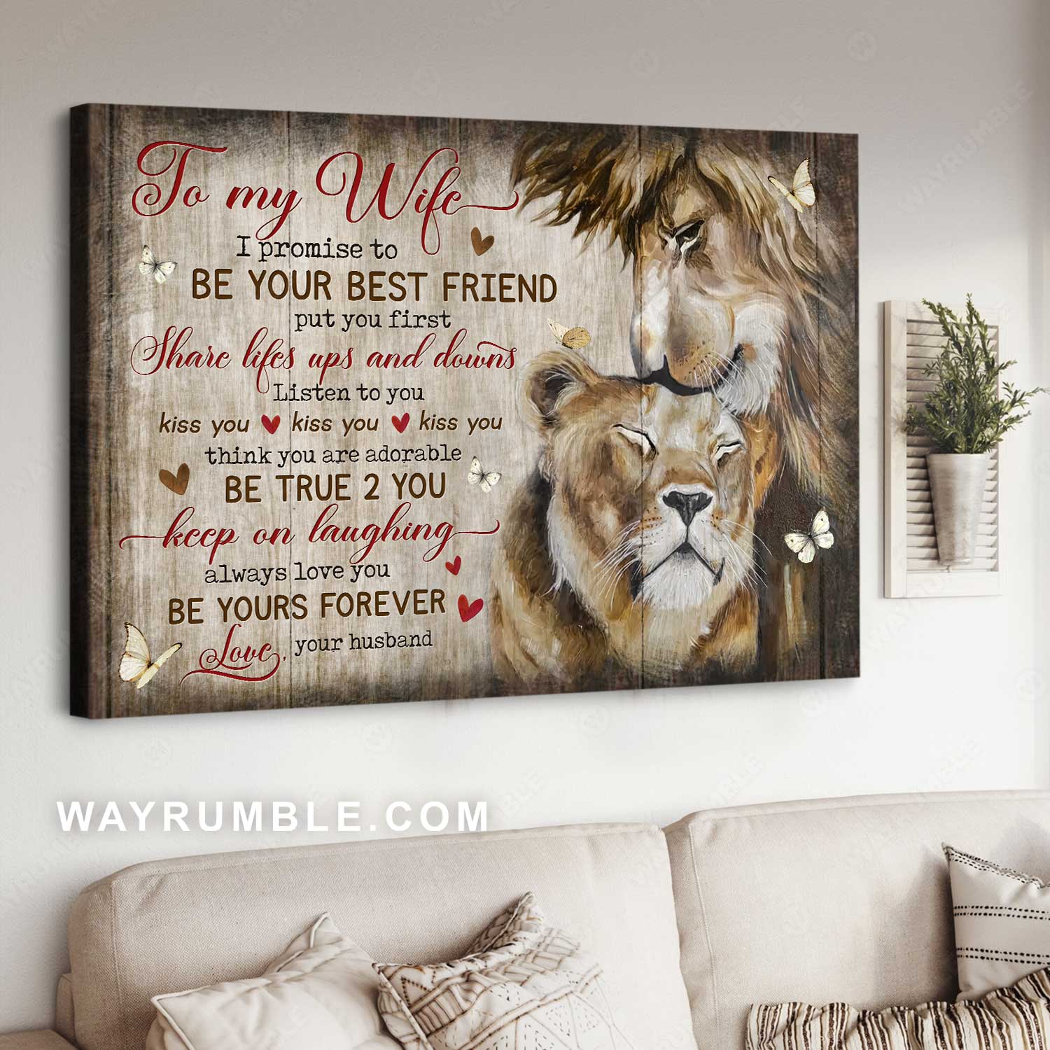 To My Wife, Sweet Painting, Lion Drawing, I Promise To Be Your Best Friend – Family Landscape Canvas Prints, Wall Art