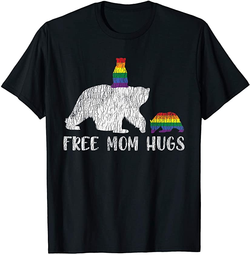 Vintage Mama Bear Free Mom Hugs Pride Bisexual Gay LGBTQ T-Shirt