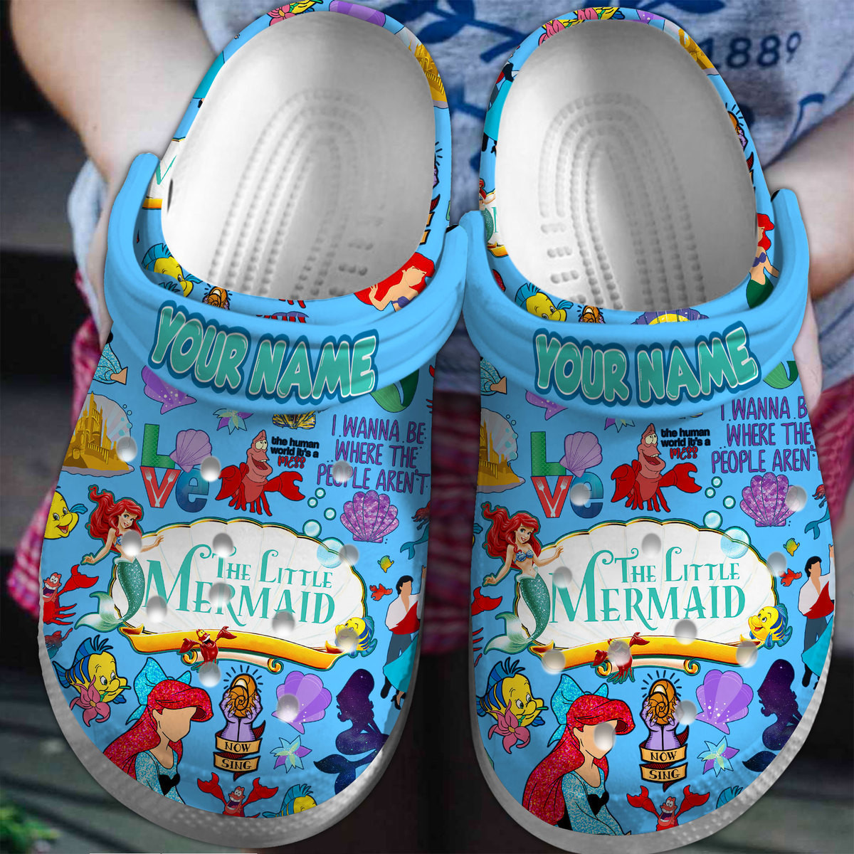 The Little Mermaid Cartoon Crocs Crocband Clogs For Men Women and Kids