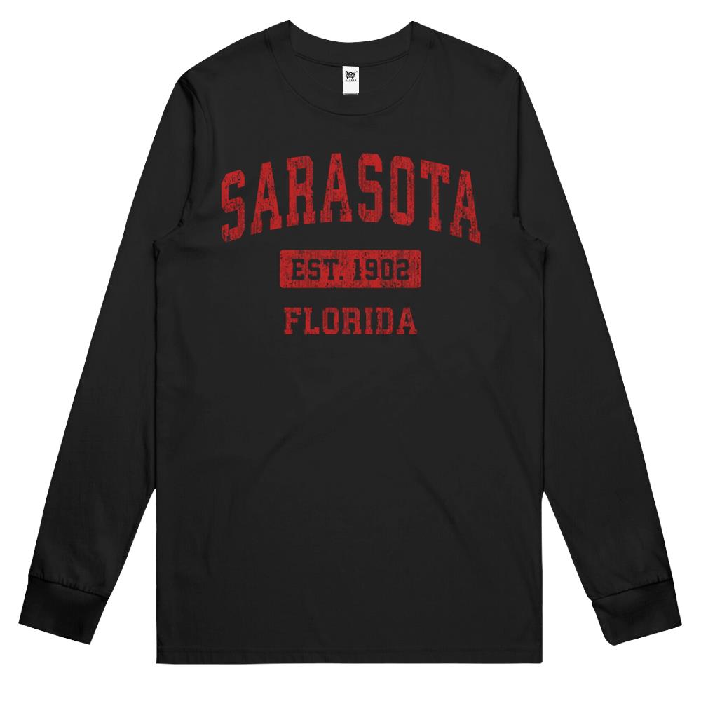 Sarasota Florida Fl Vintage Sports Design Red Design Long Sleeve T Shirts