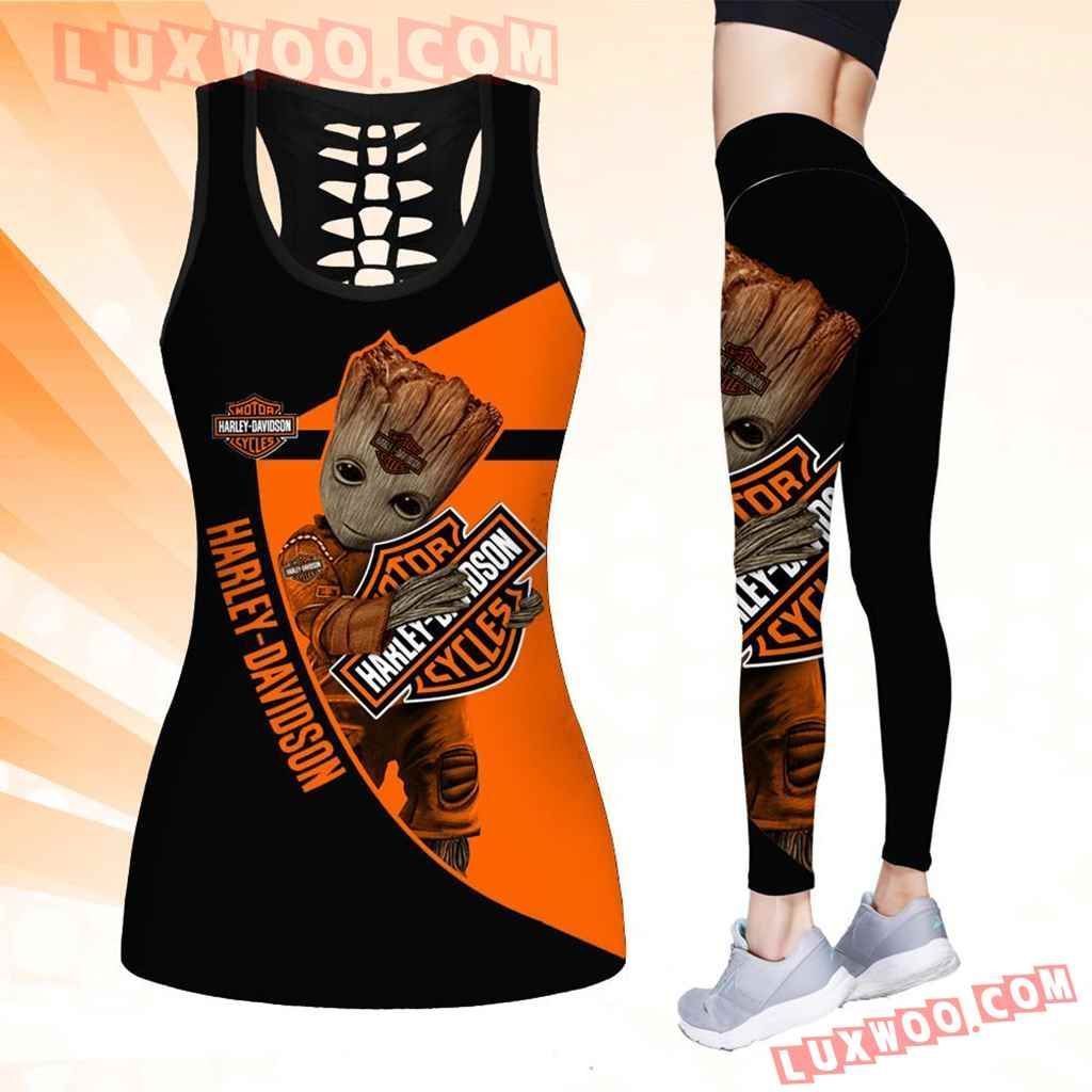 Combo Harley Davidson Groot Hollow Tanktop Legging Set Outfit K1524