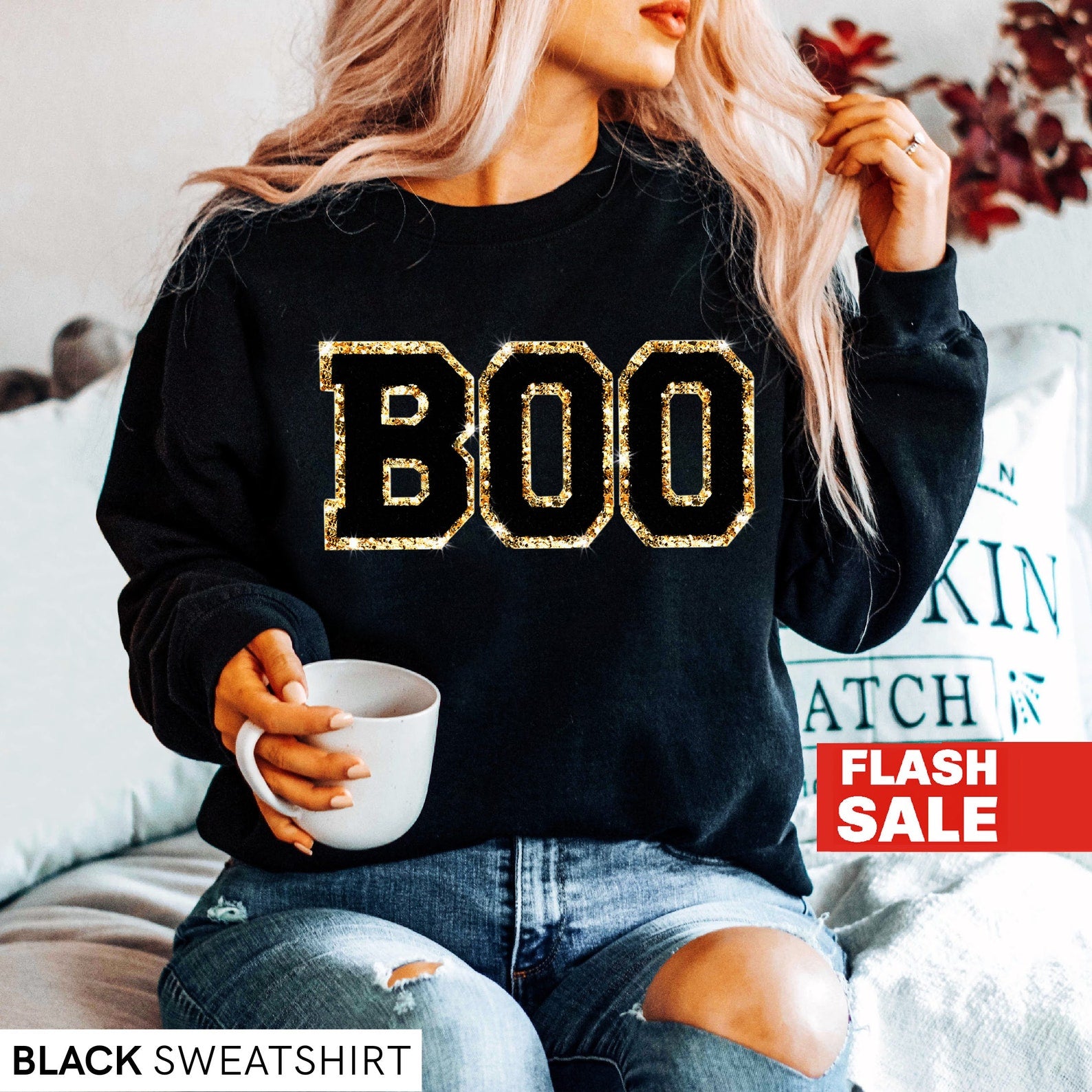 Halloween Sweatshirt, Boo Halloween Crewneck, Cute Halloween Sweatshirt Sws2155