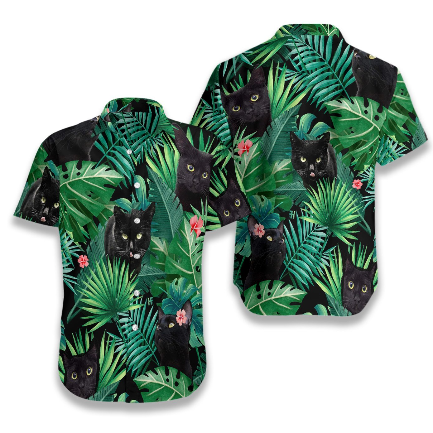 Tropical Black Cat Hawaiian Shirt | For Men & Women | Adult | Hw8854