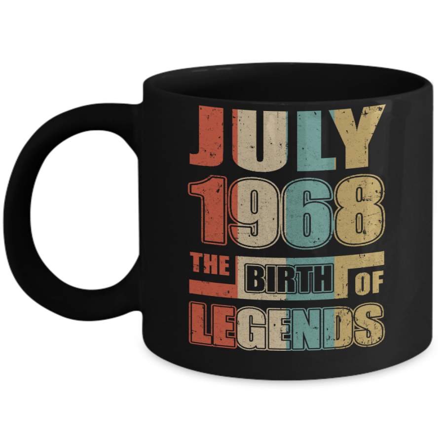 Vintage Retro July 1968 Birth Of Legends 52th Birthday Mug