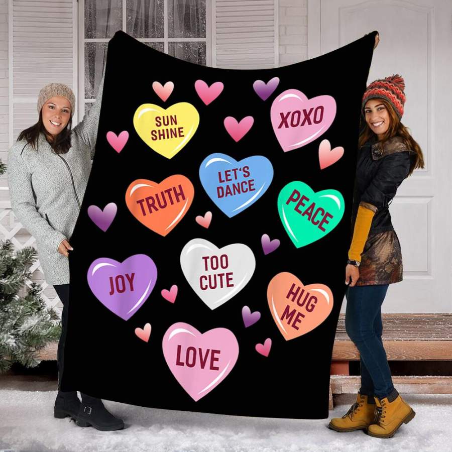 Customs Blanket Valentine’s Day Heart Candy Blanket – Fleece Blanket