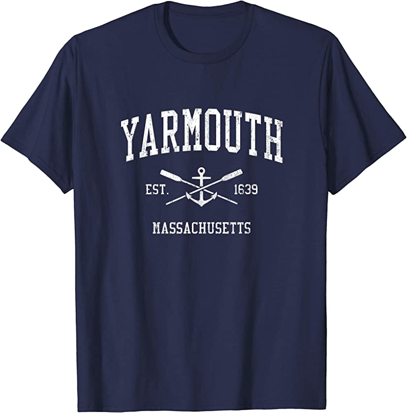 Yarmouth MA Vintage Crossed Oars & Boat Anchor Sports T-Shirt