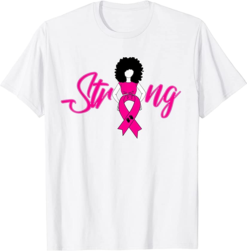 Breast Cancer Survivor Black Queen Pink Ribbon Strong Women T-Shirt