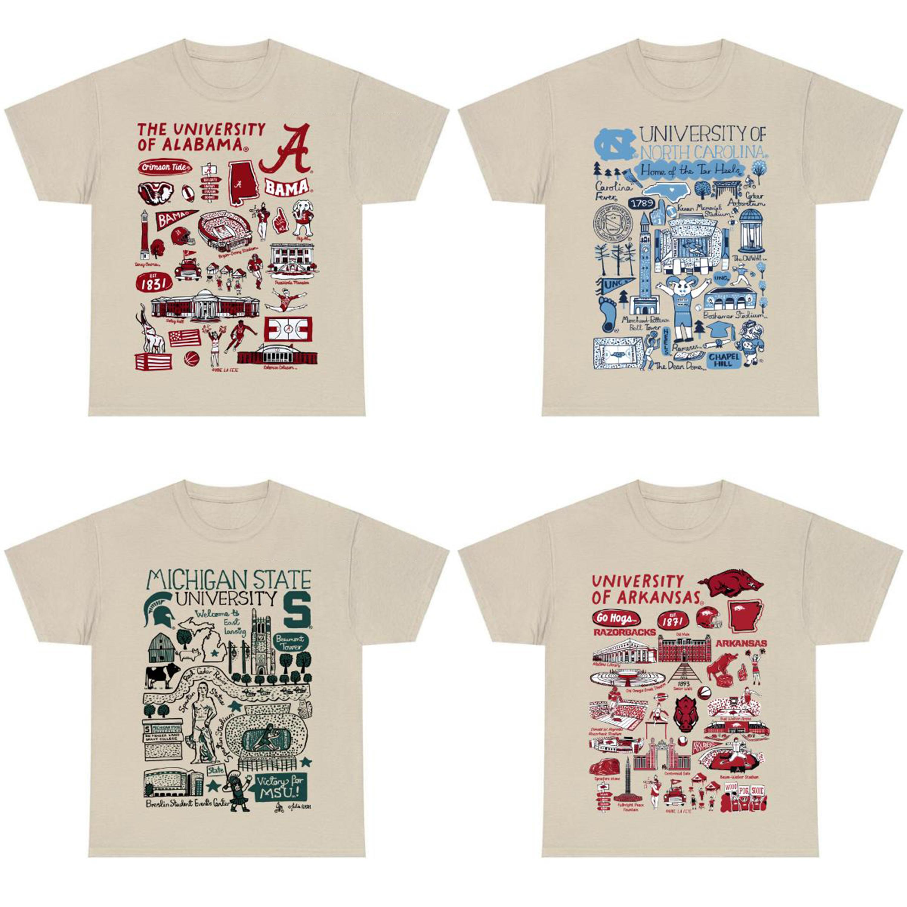 All Team NCAA Crewneck Sand T-Shirt, Customize your College, University Artwork Tee for Men And Women, Great Gift for Sports And NCAA Fans, Menswear & Womenswear Top