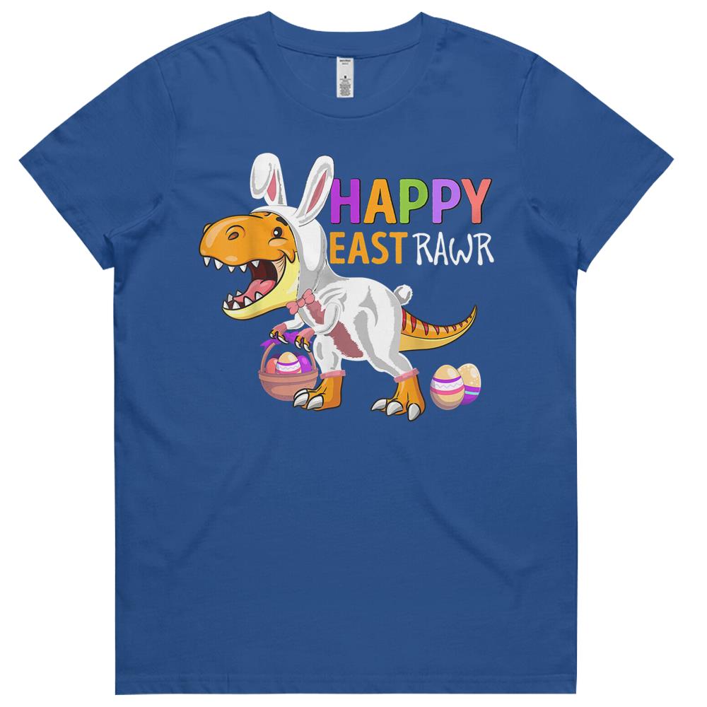 Boys Toddlers Easter Bunny T Rex Dinosaur Happy Eastrawr Womens Tshirts