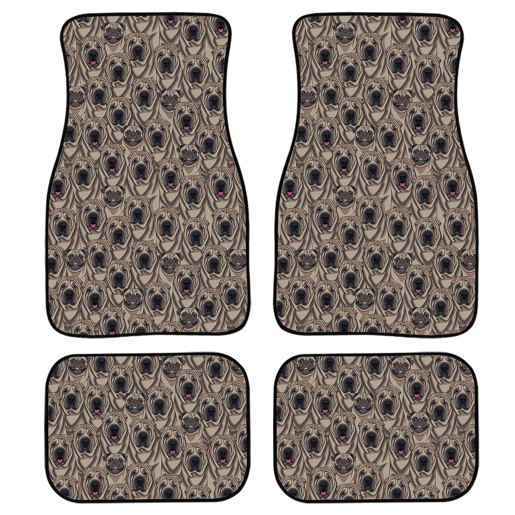 Shar Pei And Pug Pattern Print Front And Back Car Floor Mats, Front Car Mat