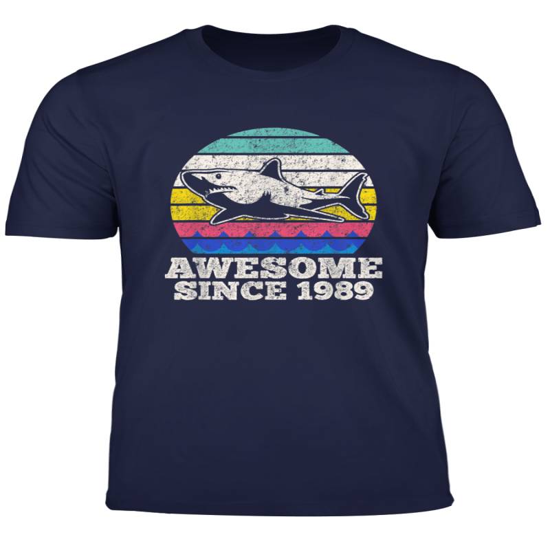 Awesome Since 1989 30Th Birthday Gift Vintage Shark Retro T Shirt