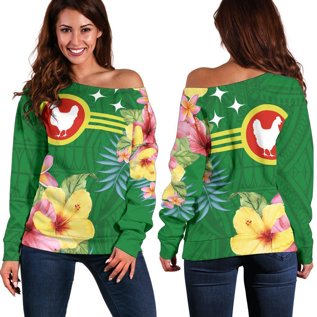 American Samoa  Manu_atele Hibiscus Flag Shoulder Sweater