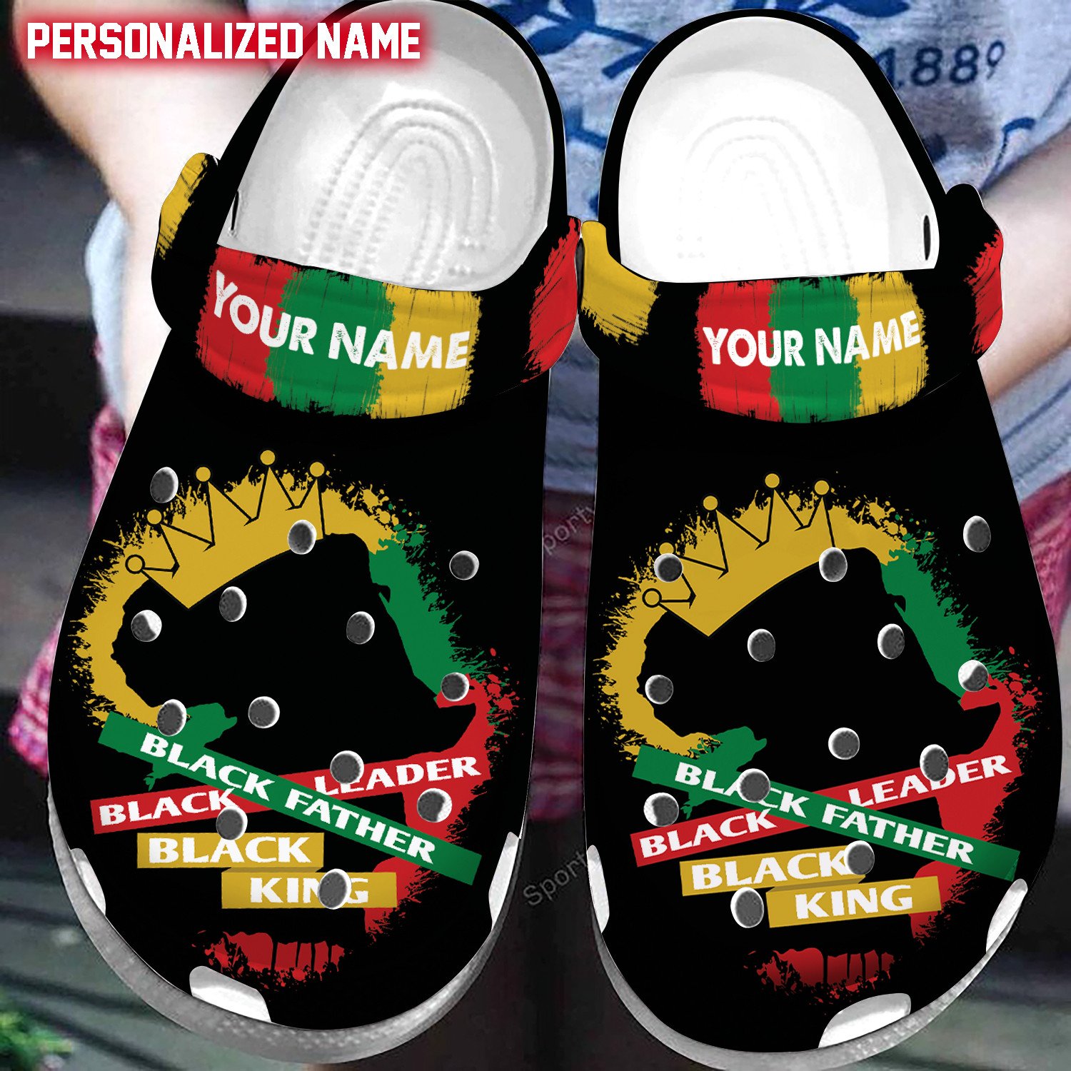 Black Father Black Leader Black King Juneteenth Custom Name Clog Shoes #10622V