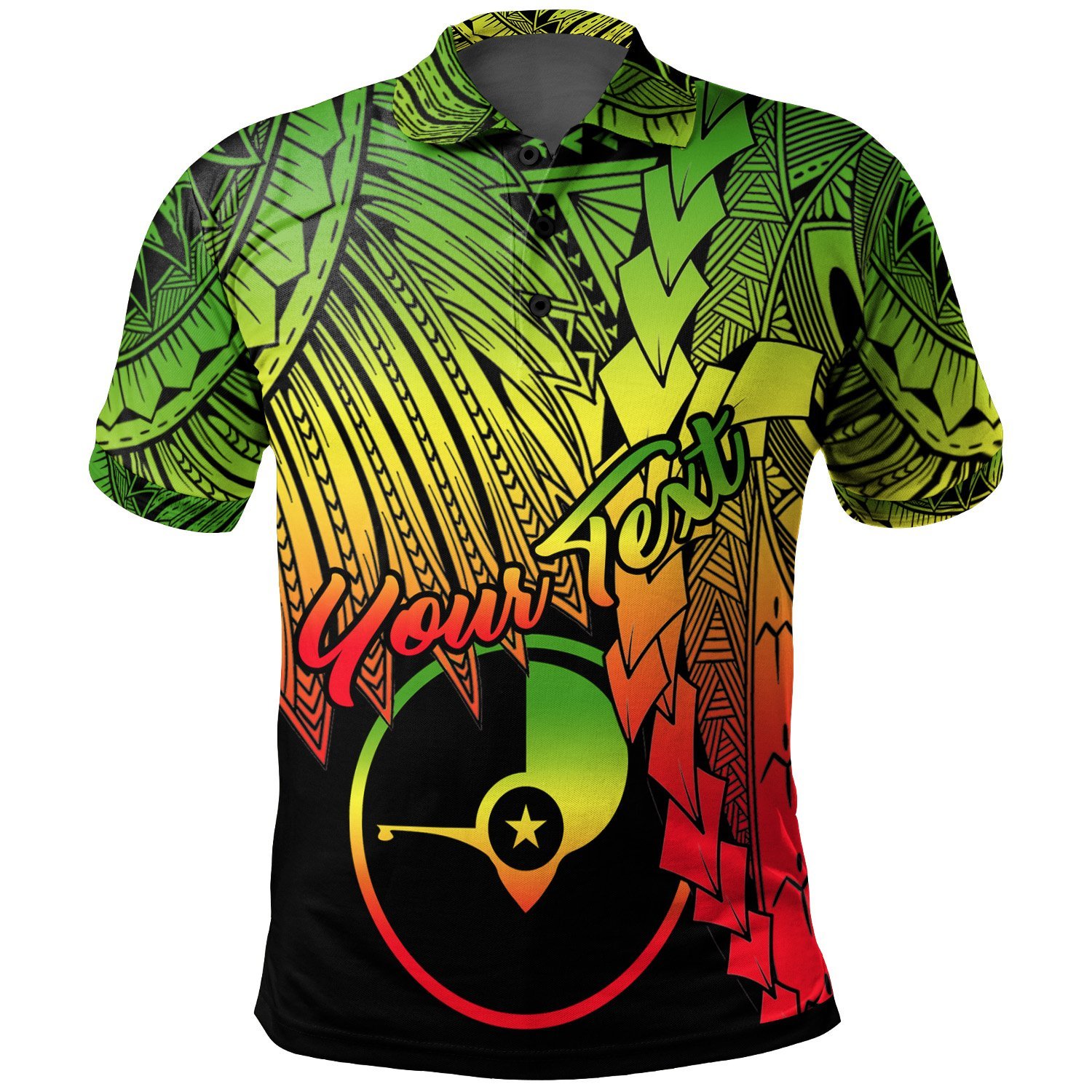 Yap Micronesia Custom Personalised Polo – Tribal Wave Tattoo Reggae – BN12