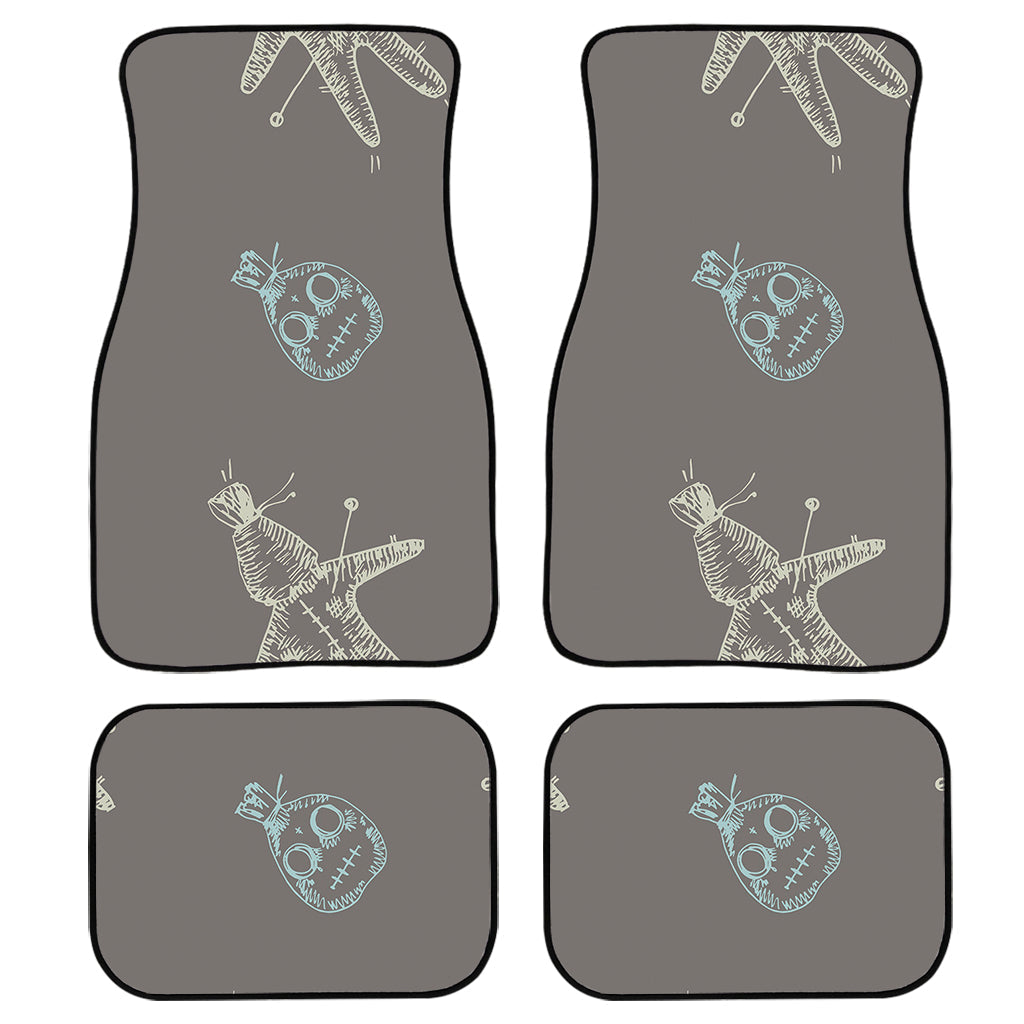 Cartoon Voodoo Doll Pattern Print Front And Back Car Floor Mats, Front Car Mat