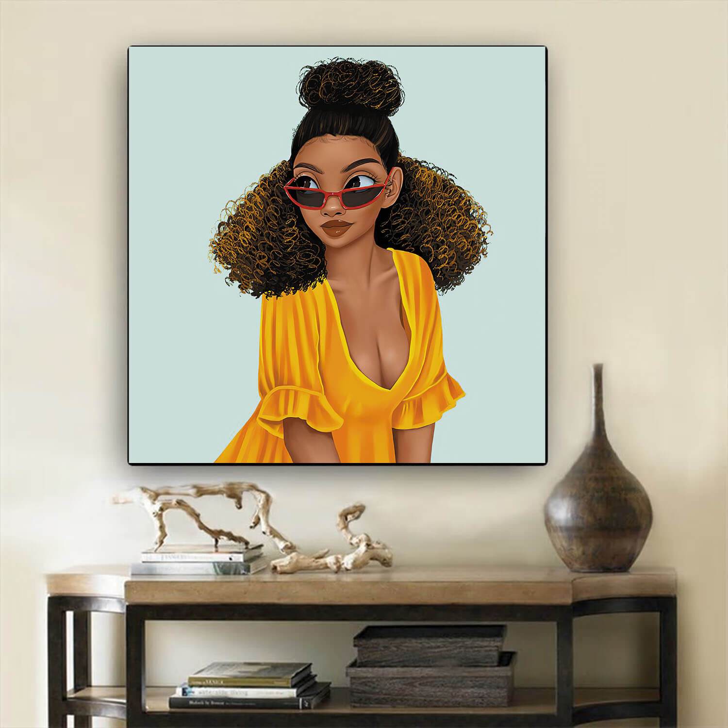 African Canvas Art Beautiful Melanin Girl African American Wall Art And Decor Afrocentric Home Decor BPS48465